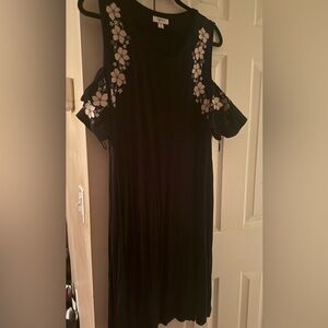 Floral Embroidered Black Dress